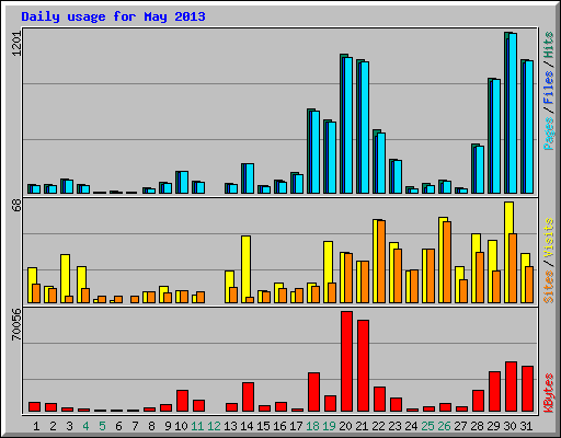 Daily usage for May 2013