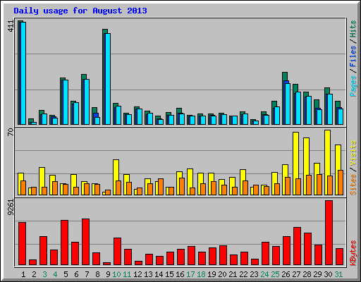 Daily usage for August 2013