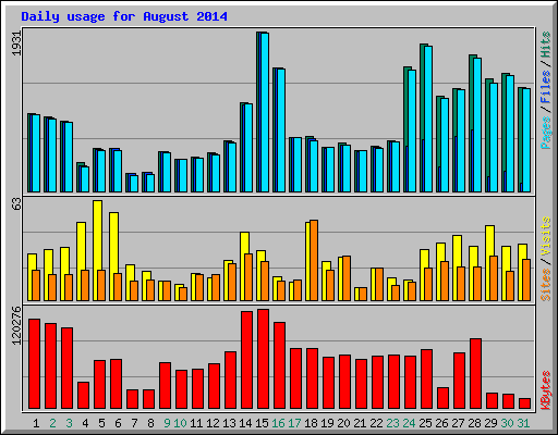 Daily usage for August 2014