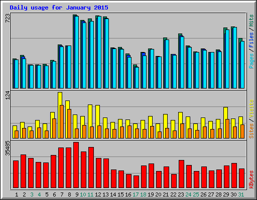 Daily usage for January 2015