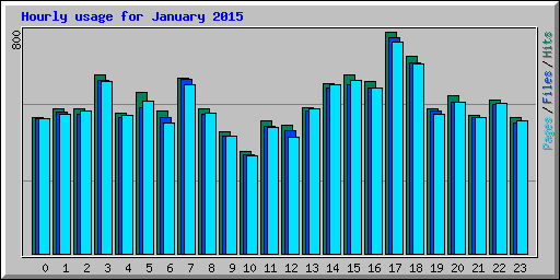 Hourly usage for January 2015