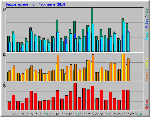 Daily usage for February 2019