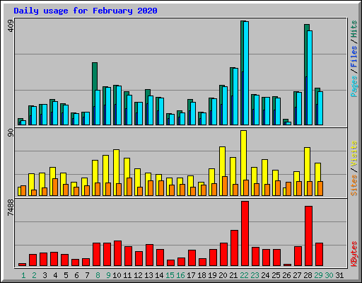 Daily usage for February 2020