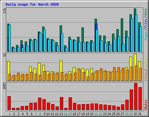 Daily usage for March 2020