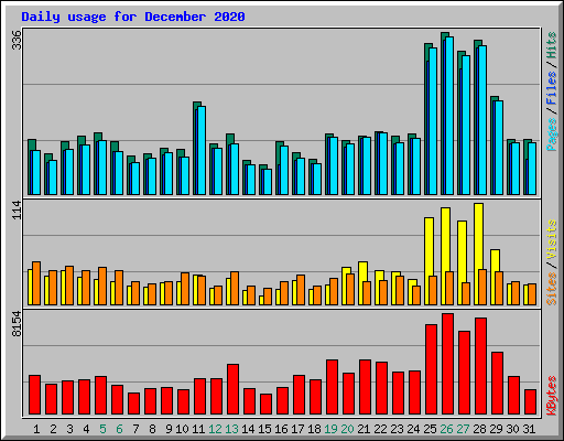 Daily usage for December 2020